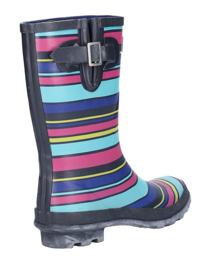 Cotswold Paxford Elasticated Mid Calf Wellington Boots In Multi Stripes 