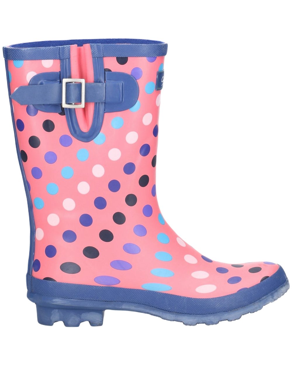 Cotswold Paxford Elasticated Mid Calf Wellington Boots In Pink Multi Spots 