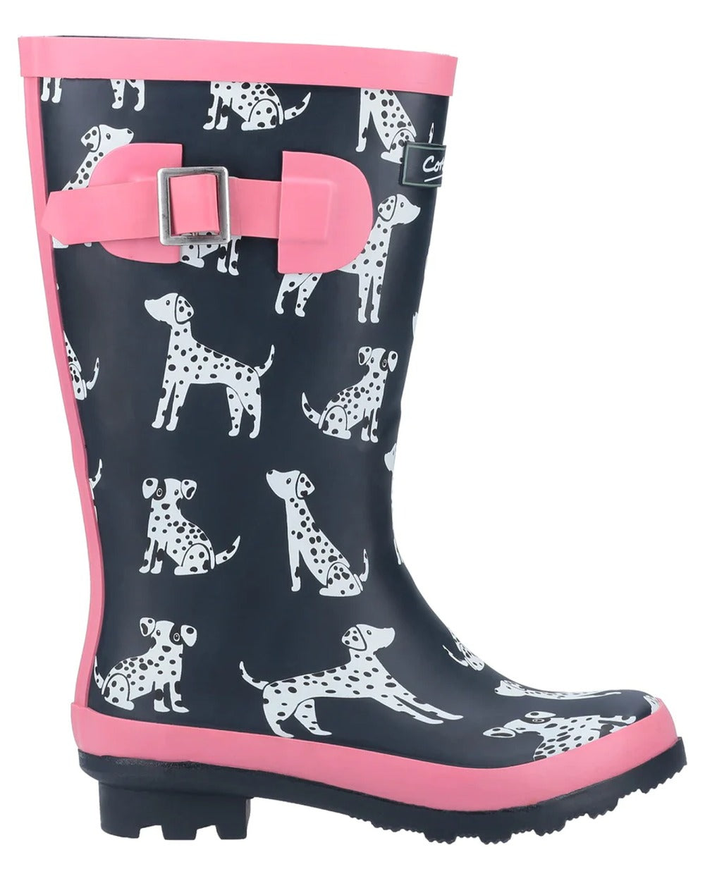 Cotswold Childrens Spot Wellington Boots in Navy Dalmatian Print