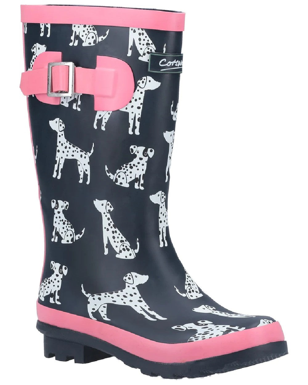 Cotswold Childrens Spot Wellington Boots in Navy Dalmatian Print