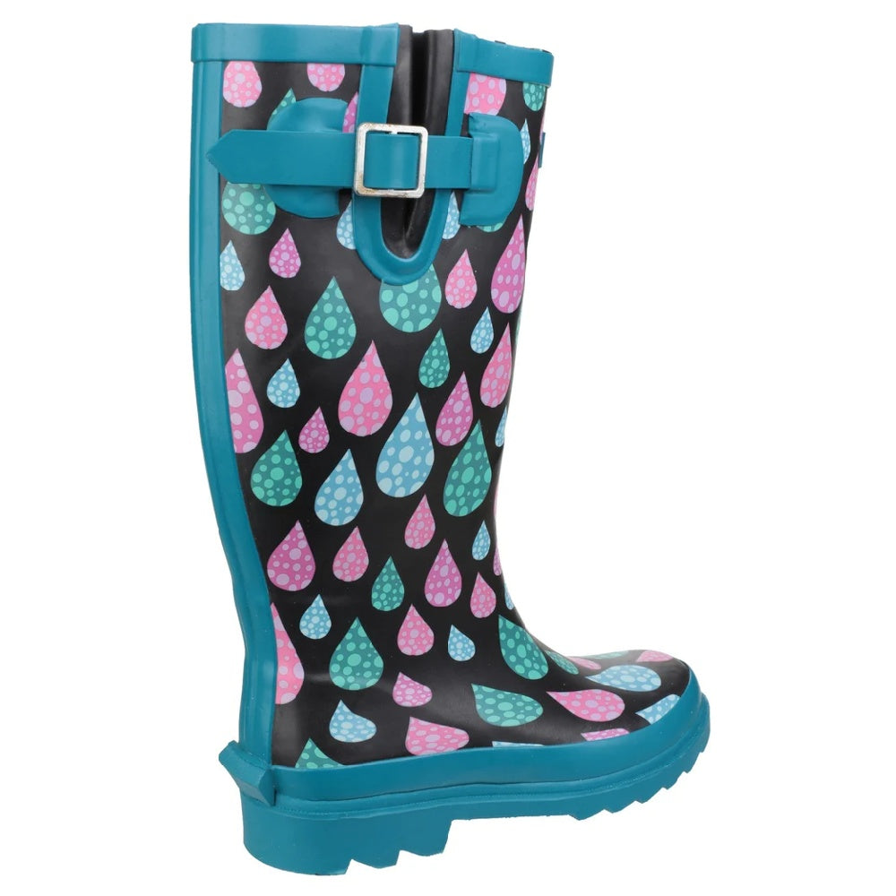 Cotswold Womens Burghley Waterproof Pull On Wellington Boots in Raindrop Blue