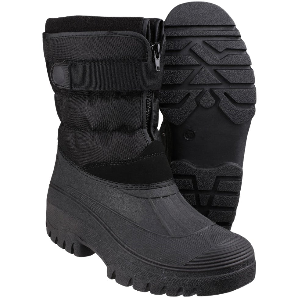 Cotswold Womens Chase Touch Fastening and Zip Up Winter Boots In Black 