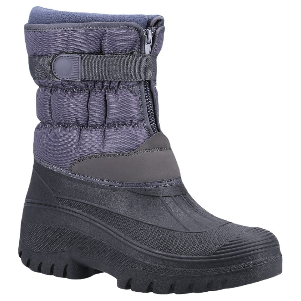 Cotswold Mens Chase Touch Fastening and Zip Up Winter Boots In Grey  