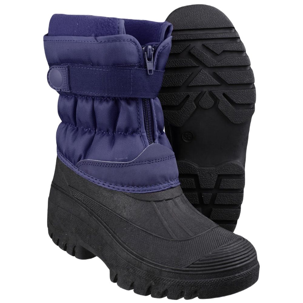 Cotswold Womens Chase Touch Fastening and Zip Up Winter Boots In Navy 
