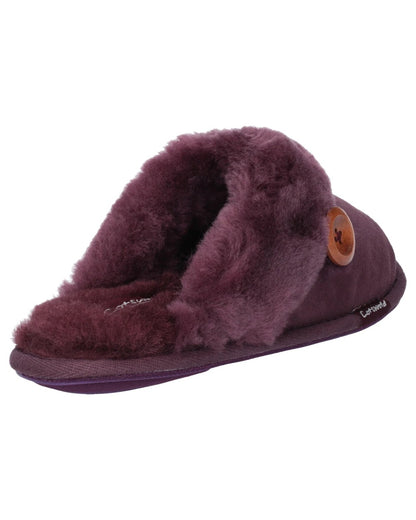 Cotswold Womens Lechlade Sheepskin Mule Slippers in Purple 