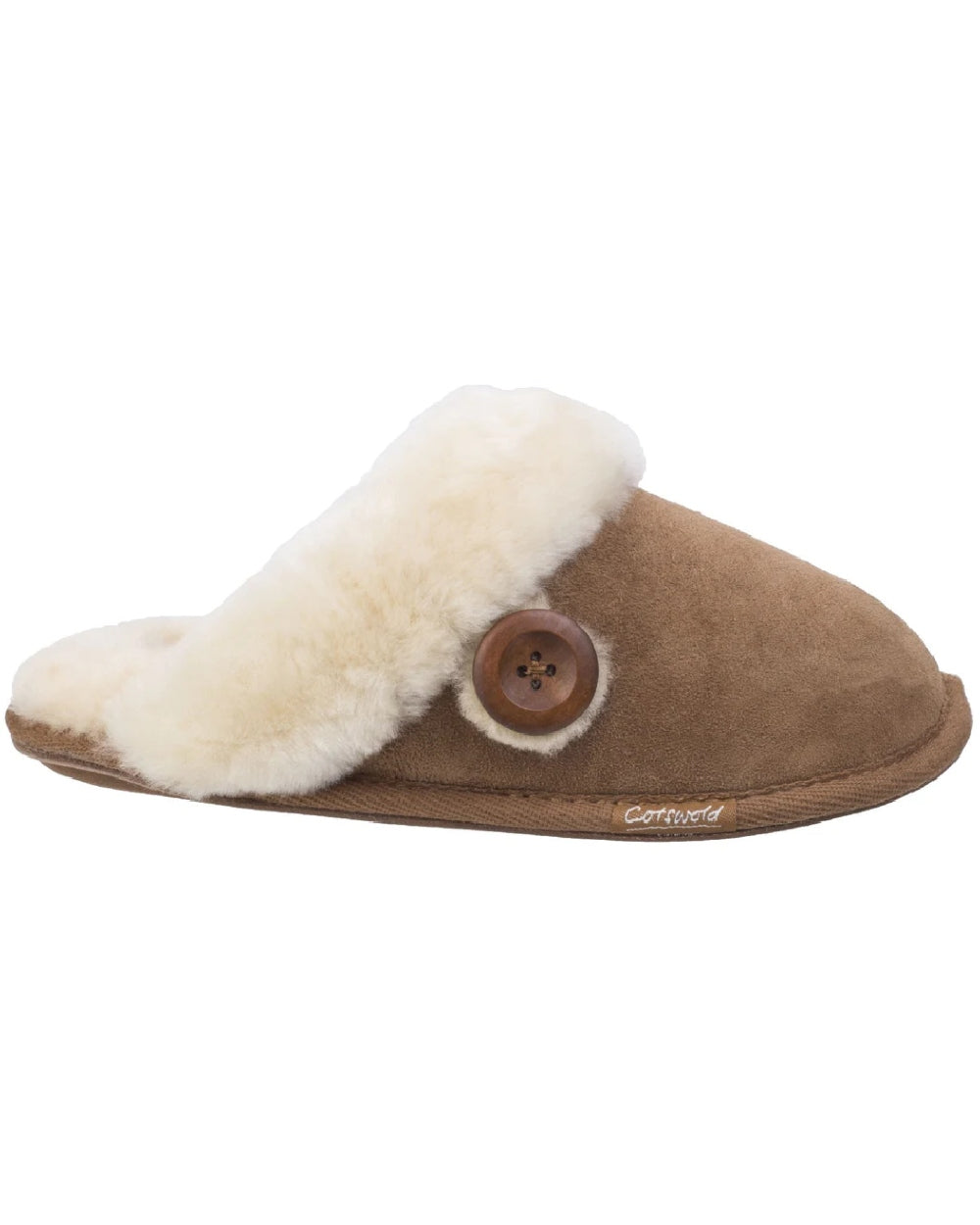 Cotswold Womens Lechlade Sheepskin Mule Slippers in Chestnut 