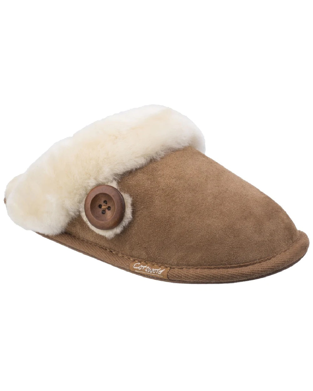 Cotswold Womens Lechlade Sheepskin Mule Slippers in Chestnut 