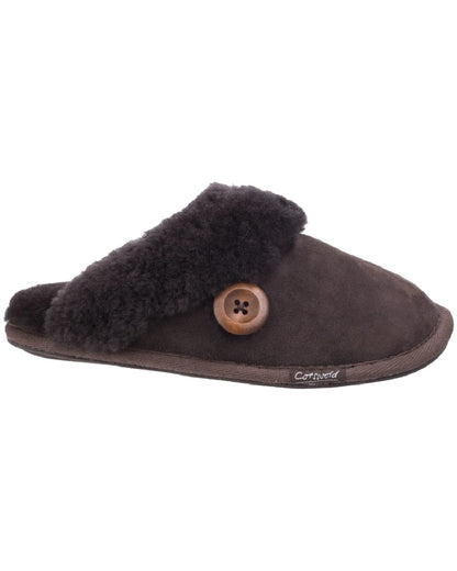 Cotswold Womens Lechlade Sheepskin Mule Slippers in Chocolate 