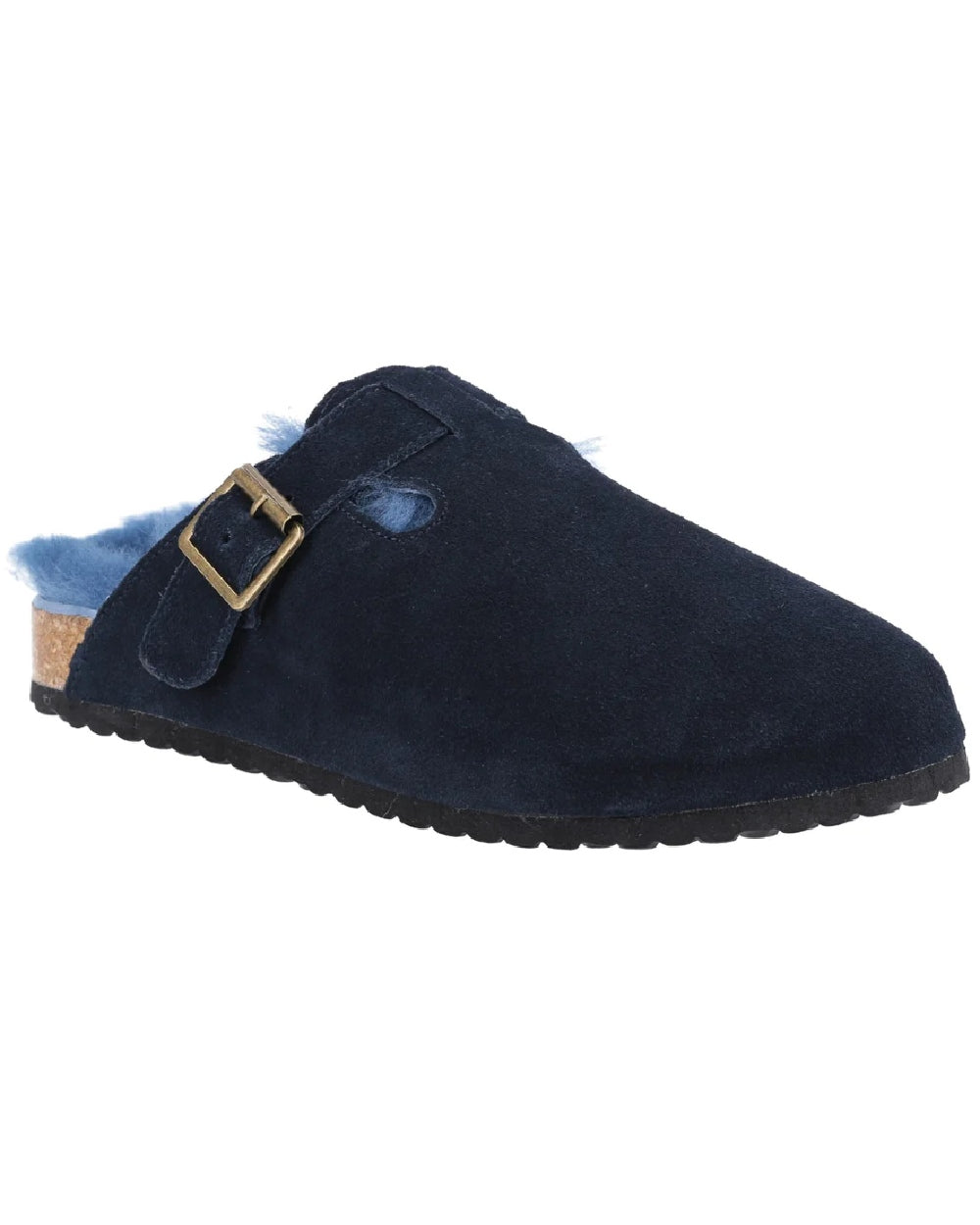 Cotswold Womens Ruspidge Sheepskin Mule Slippers in Navy 