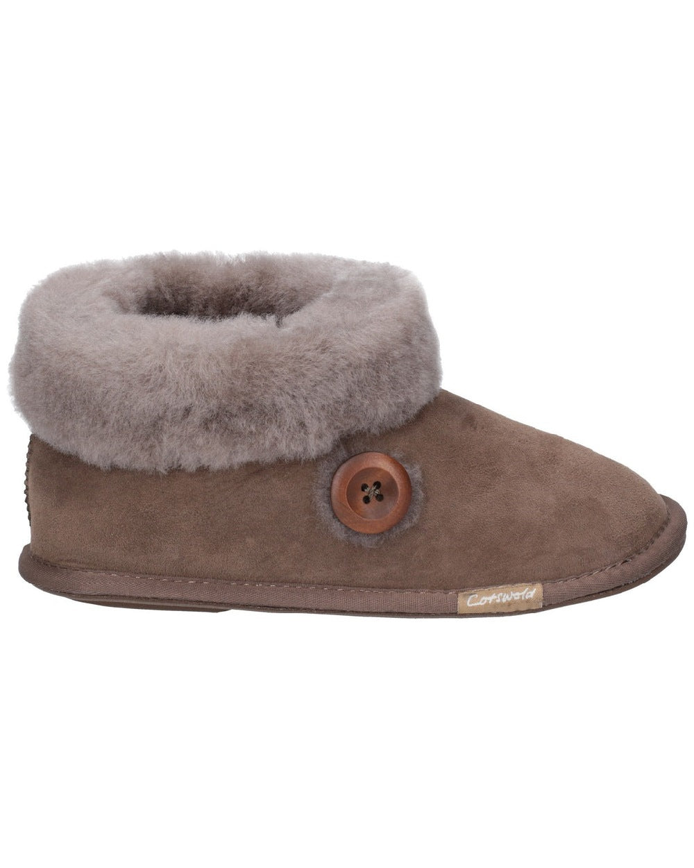 Cotswold Womens Wotton Sheepskin Bootie Slippers in Mushroom 