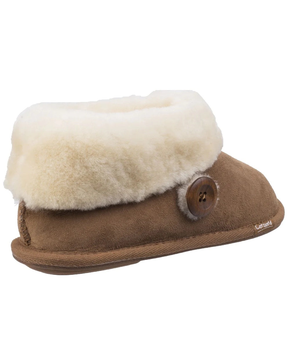 Cotswold Womens Wotton Sheepskin Bootie Slippers in Chestnut 