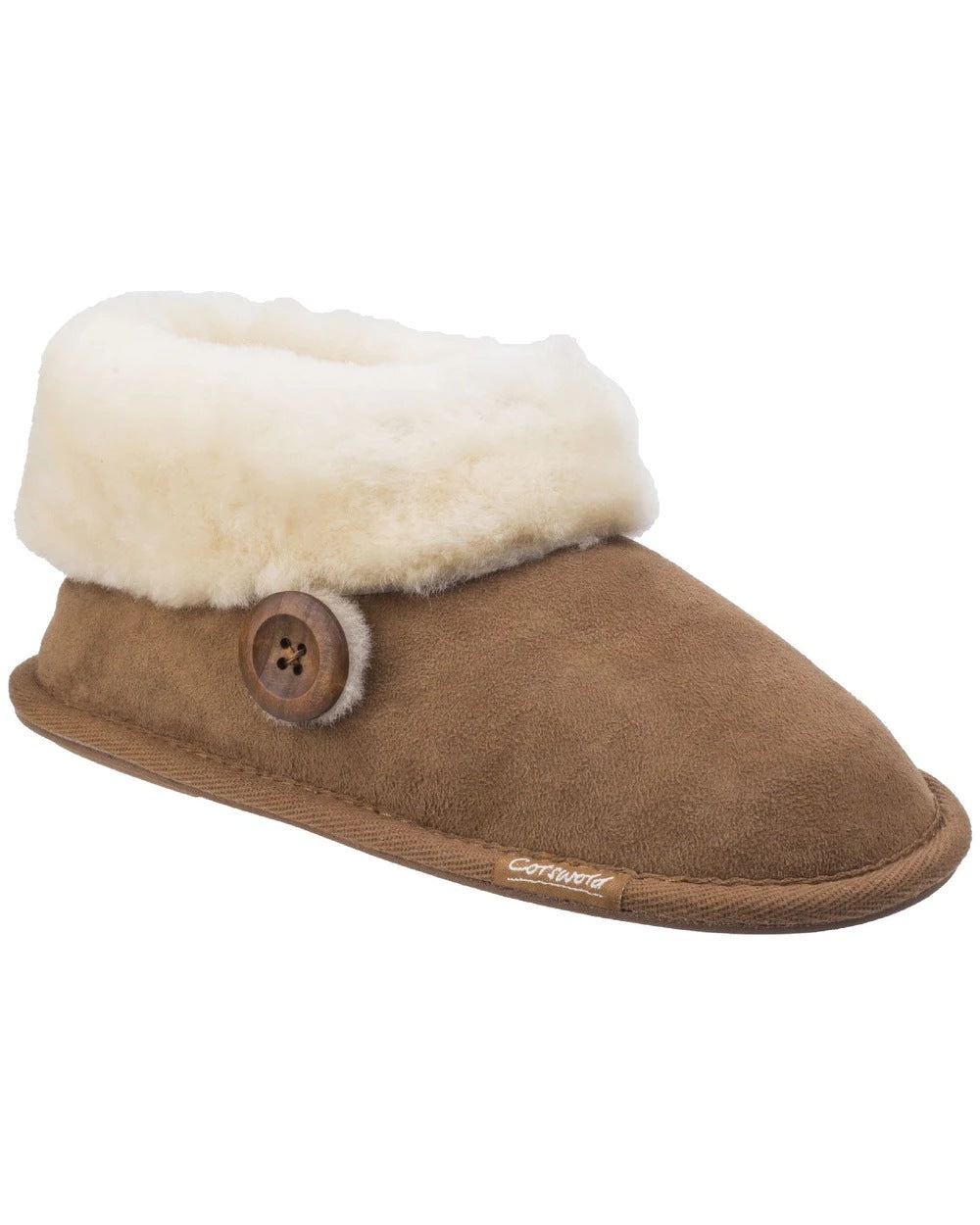 Cotswold Womens Wotton Sheepskin Bootie Slippers in Chestnut 