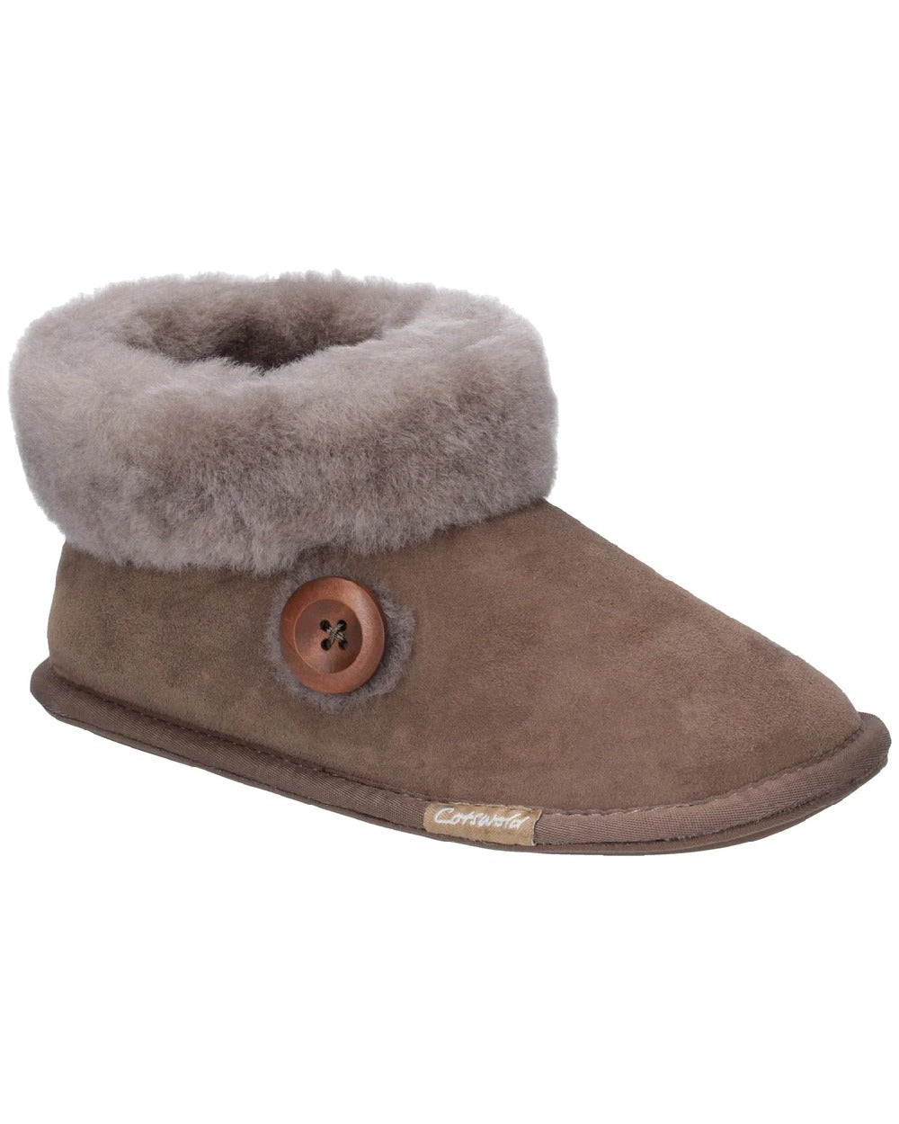 Cotswold Womens Wotton Sheepskin Bootie Slippers in Mushroom 