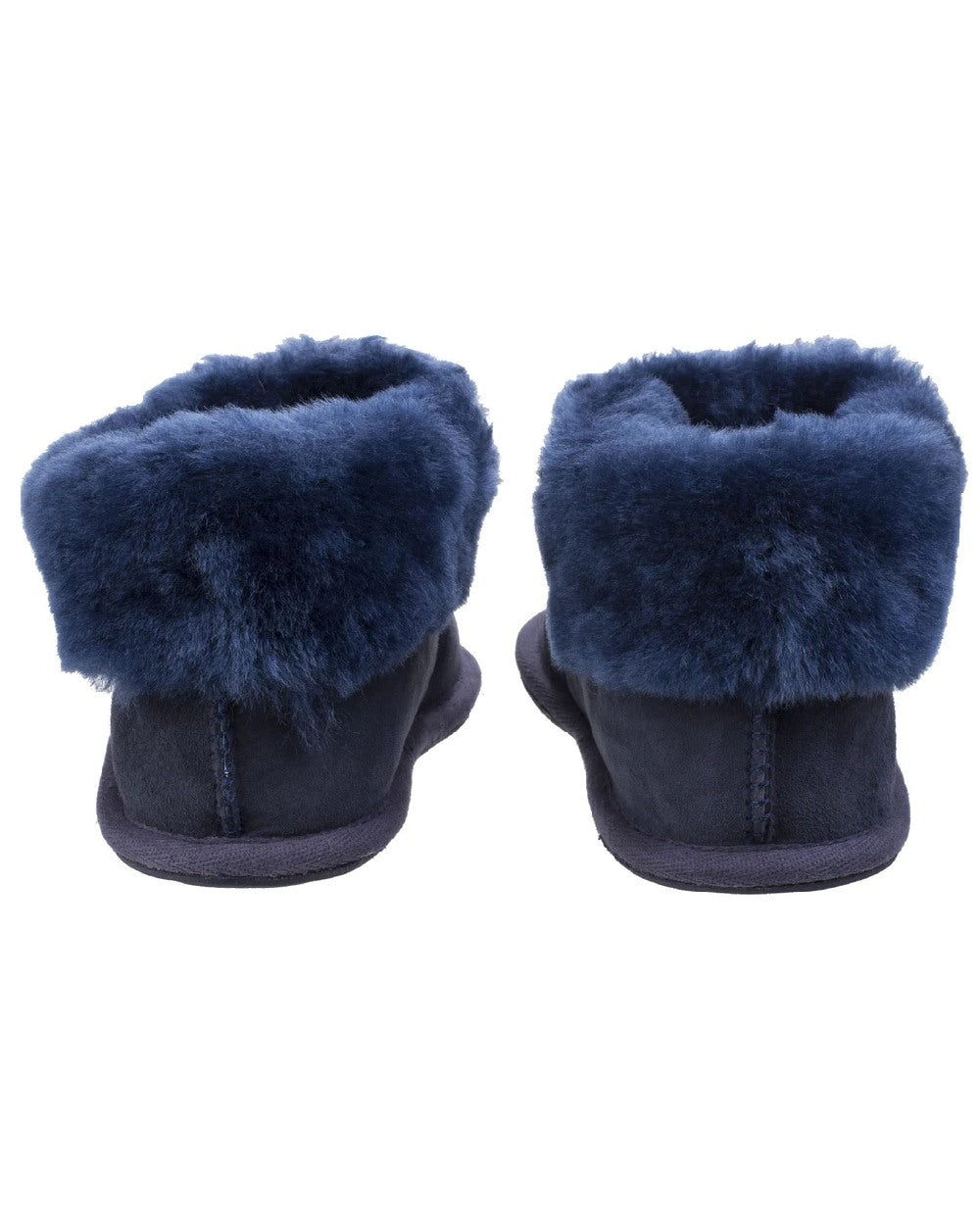 Cotswold Womens Wotton Sheepskin Bootie Slippers in Dark Blue 