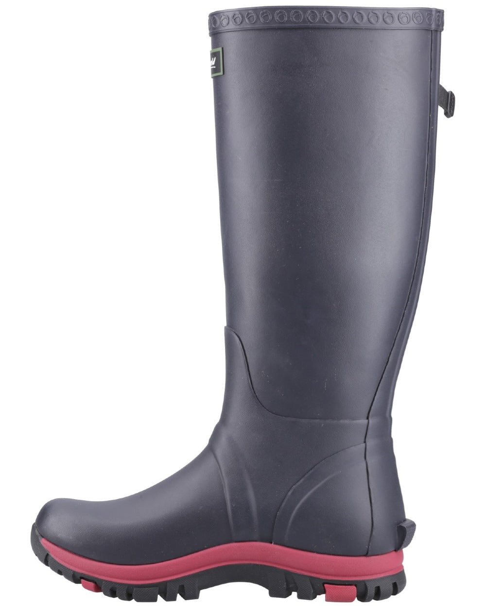 Navy Pink coloured Cotswold Womens Milton Adjustable Wellingtons on white background 