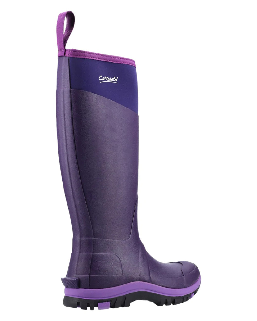 Purple coloured Cotswold Womens Wentworth Wellingtons on white background 