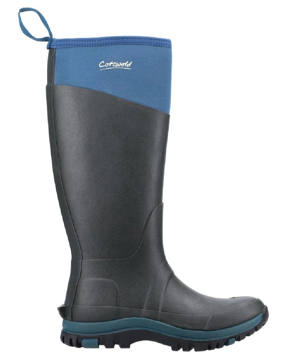 Turquoise coloured Cotswold Womens Wentworth Wellingtons on white background 