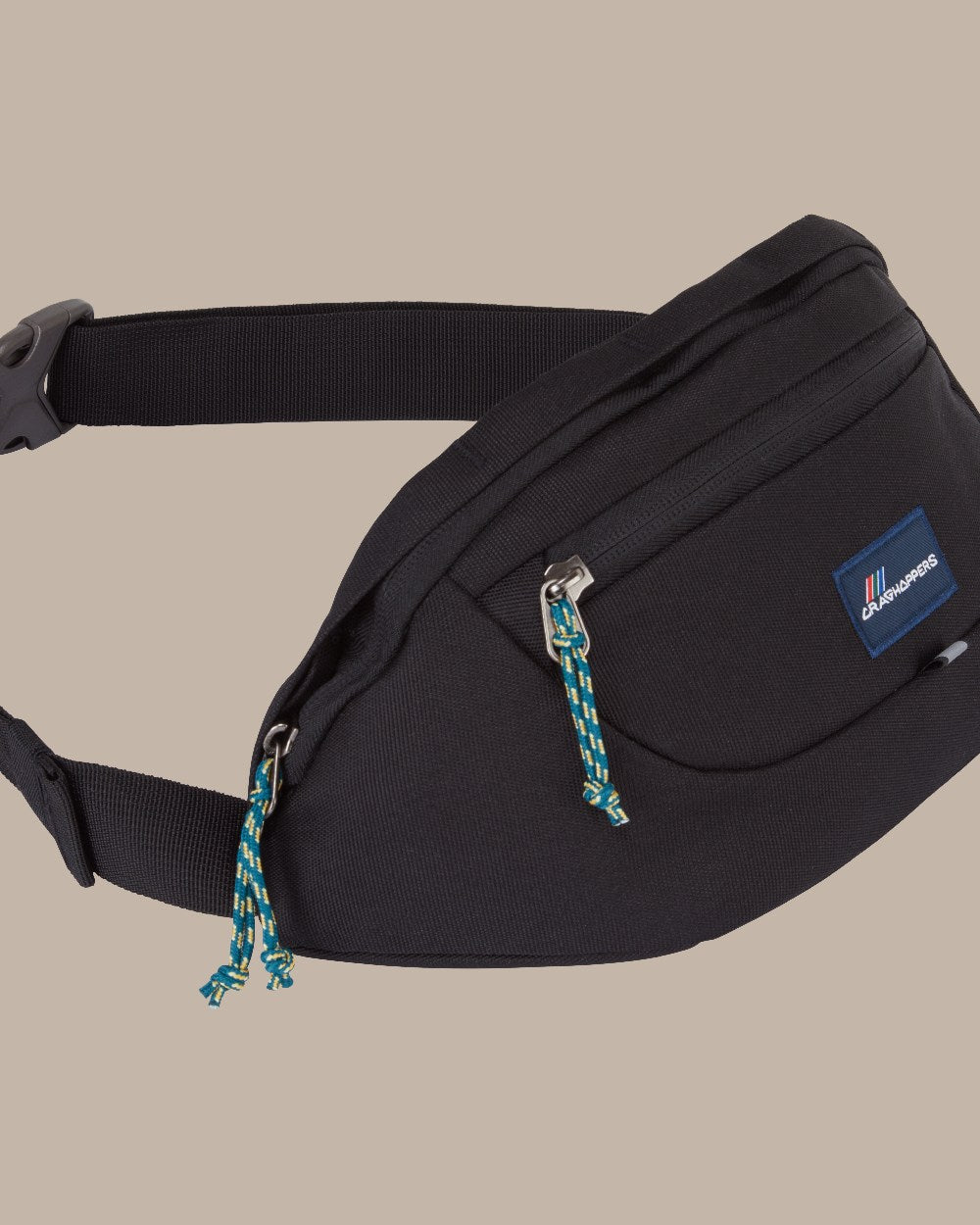 Black Coloured Craghoppers 1.5 L kiwi Classic Bum Bag II on Beige Background 
