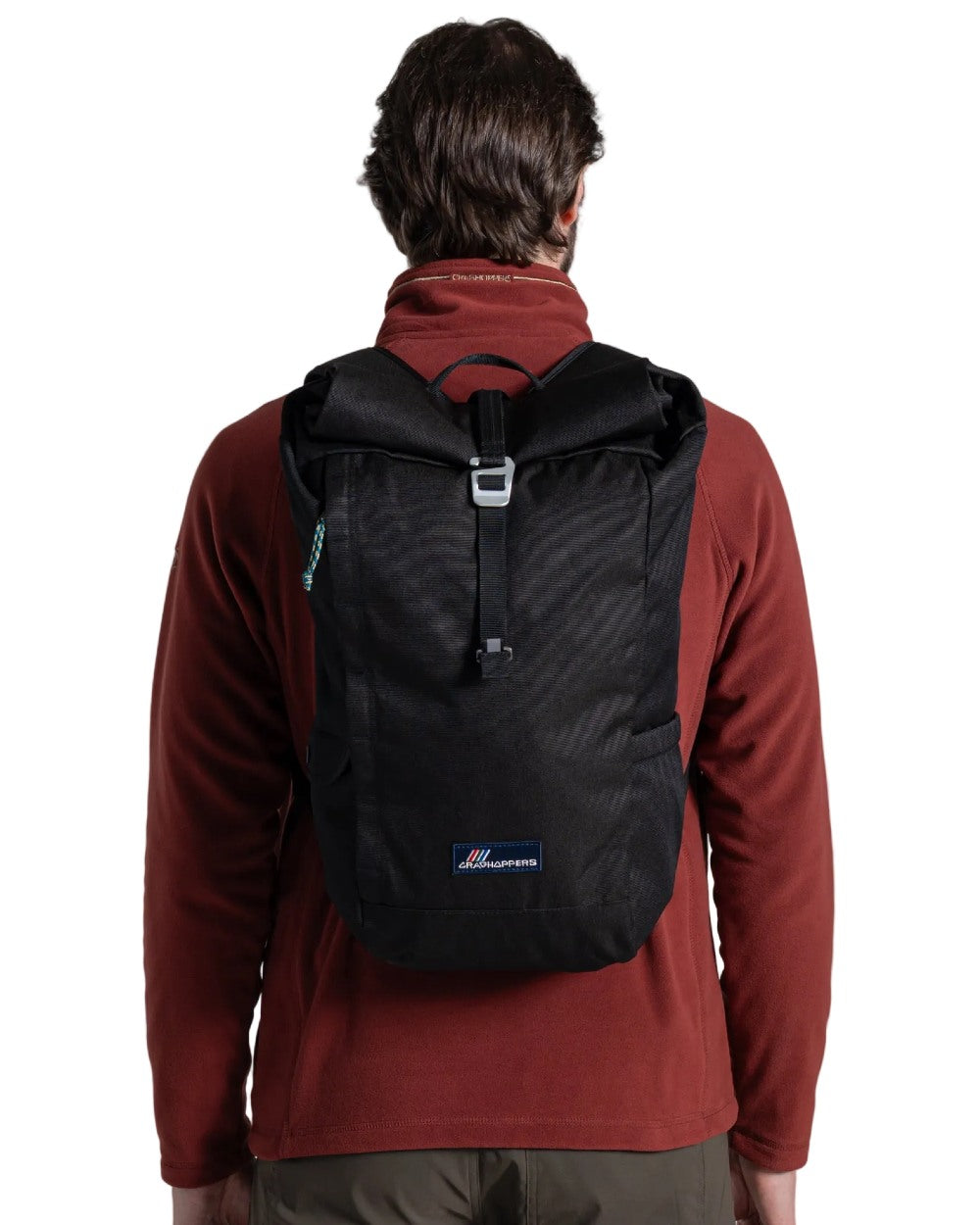 Black coloured Craghoppers 20L Kiwi Classic Rolltop Backpack II on white background 