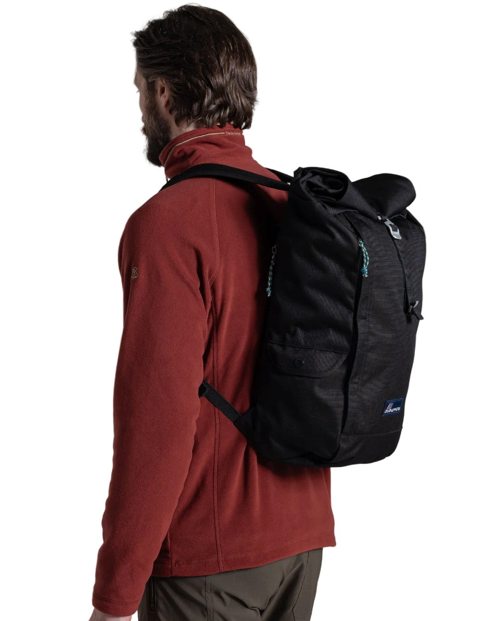 Black coloured Craghoppers 20L Kiwi Classic Rolltop Backpack II on white background 