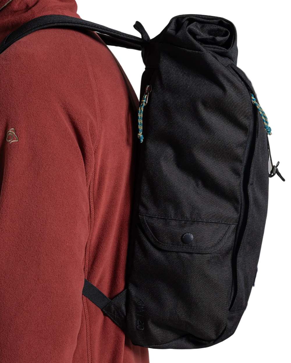 Black coloured Craghoppers 20L Kiwi Classic Rolltop Backpack II on white background 