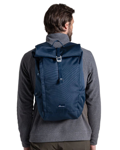 Blue Stone coloured Craghoppers 20L Kiwi Classic Rolltop Backpack II on white background 