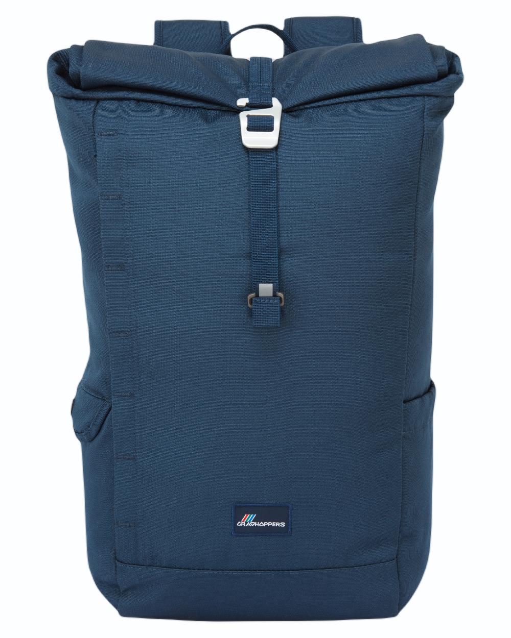 Blue Stone coloured Craghoppers 20L Kiwi Classic Rolltop Backpack II on white background 