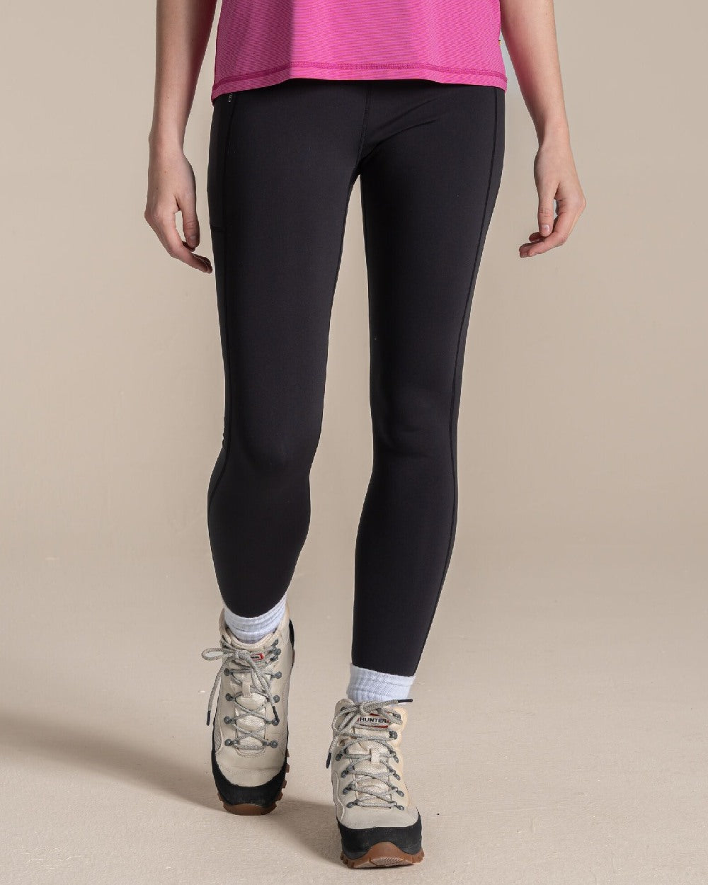 Black coloured Craghoppers Alex II Legging on beige background 