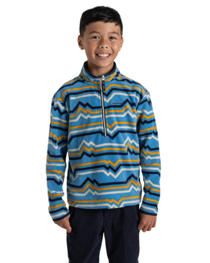 Bright Sky Print Coloured Craghoppers Childrens Bachas Half Zip Fleece on white background 