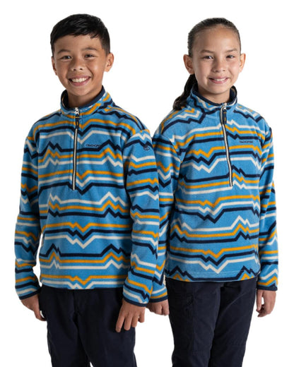 Bright Sky Print Coloured Craghoppers Childrens Bachas Half Zip Fleece on white background 