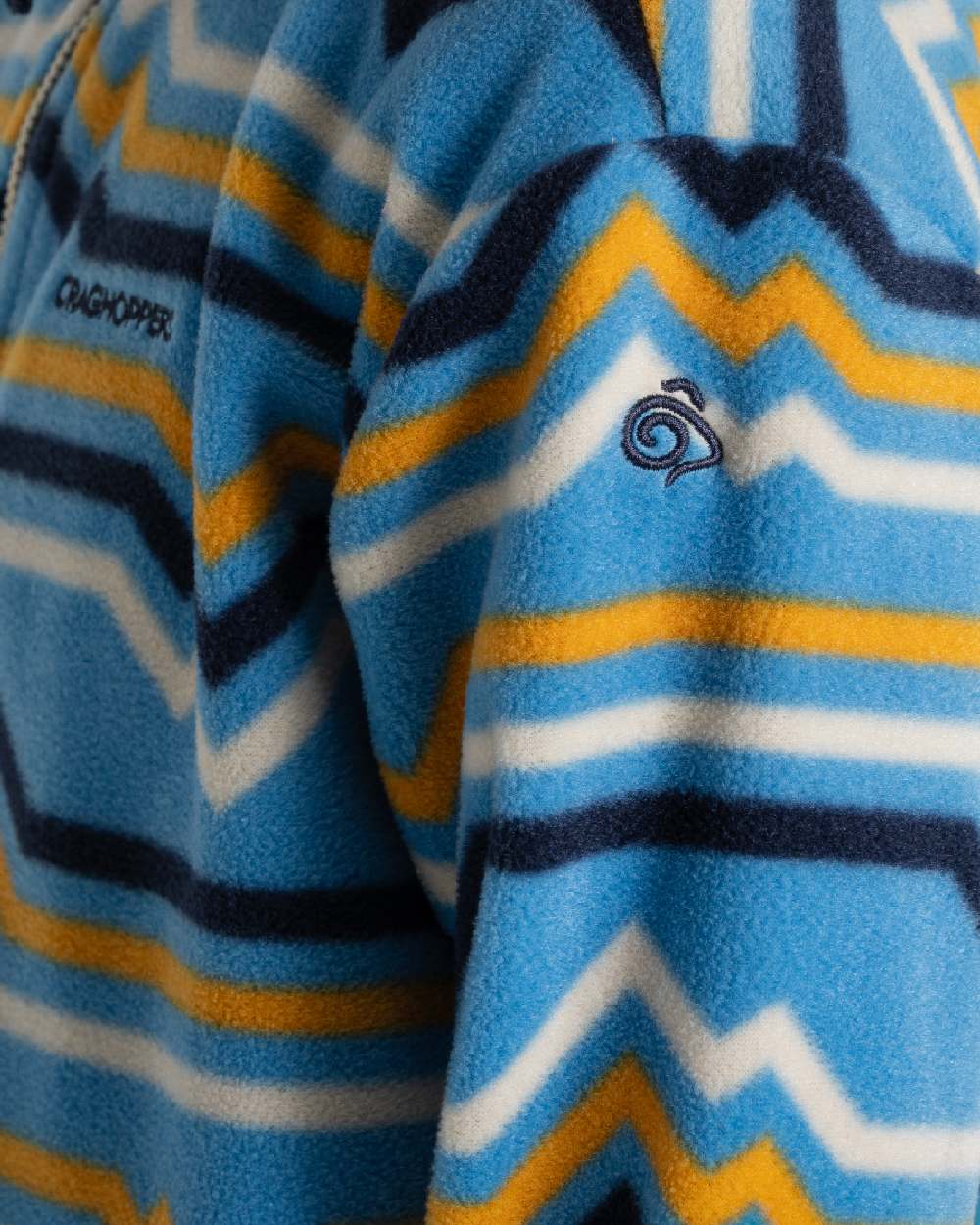 Bright Sky Print Coloured Craghoppers Childrens Bachas Half Zip Fleece on white background 