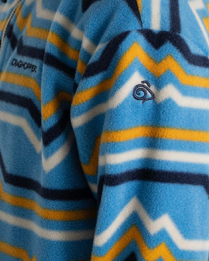 Bright Sky Print Coloured Craghoppers Childrens Bachas Half Zip Fleece on white background 
