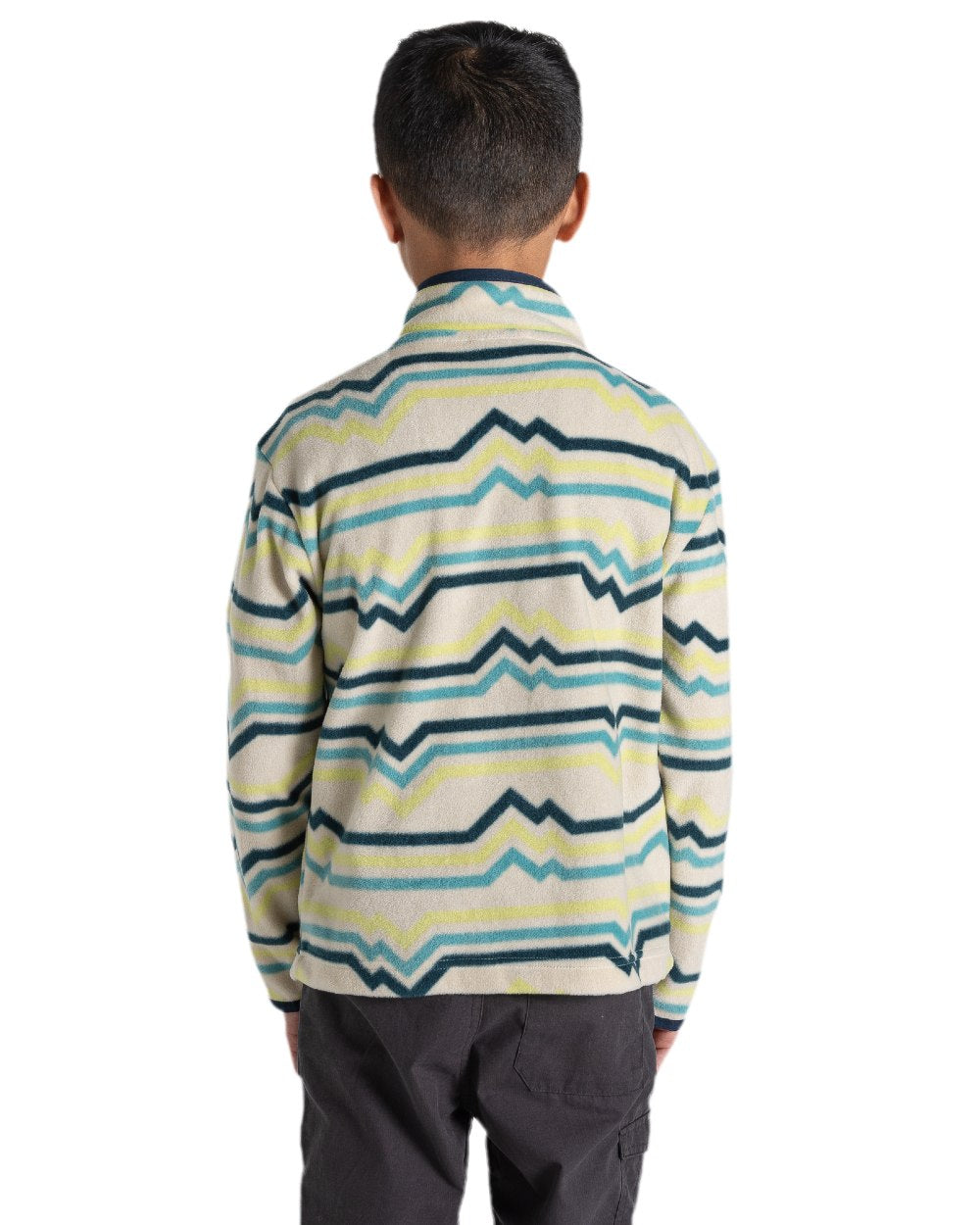 Key Lime Print Coloured Craghoppers Childrens Bachas Half Zip Fleece on white background 
