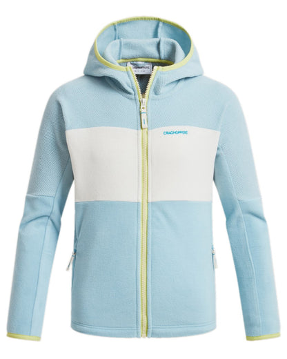 Sky Blue Coloured Craghoppers Childrens Bindloe Hooded Fleece Jacket on white background 