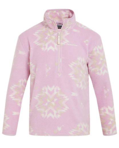 Orchid Print Coloured Craghoppers Childrens Calke Half Zip Fleece on white background 