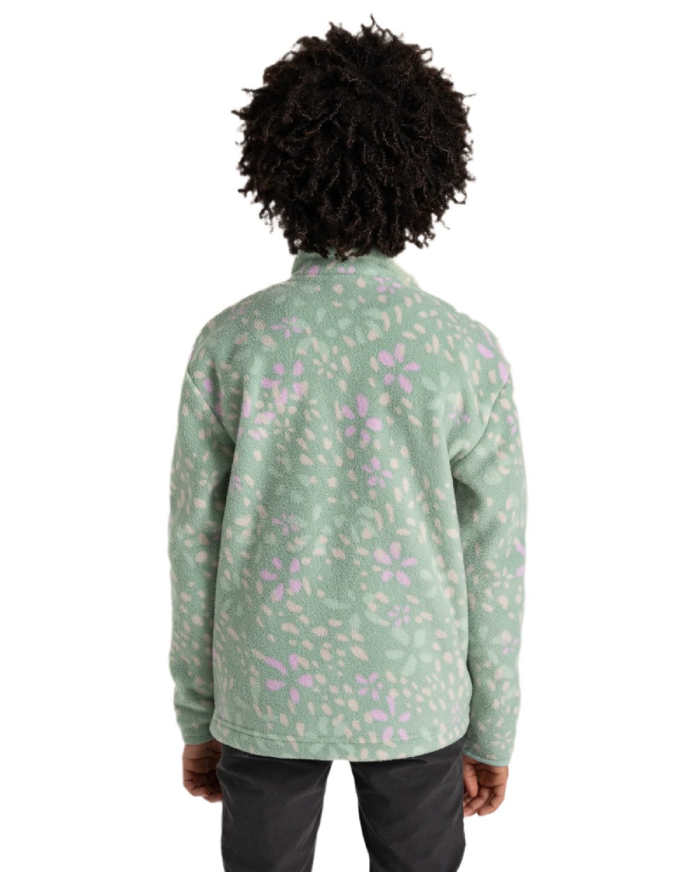 Pale Pistachio Print Coloured Craghoppers Childrens Calke Half Zip Fleece on white background 