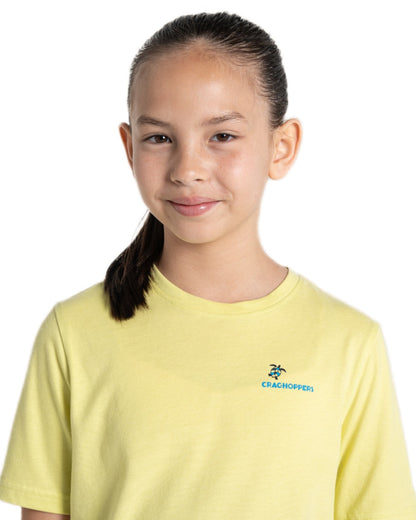 Key Lime coloured Craghoppers Childrens Ellis Short Sleeved T-Shirt on white background 