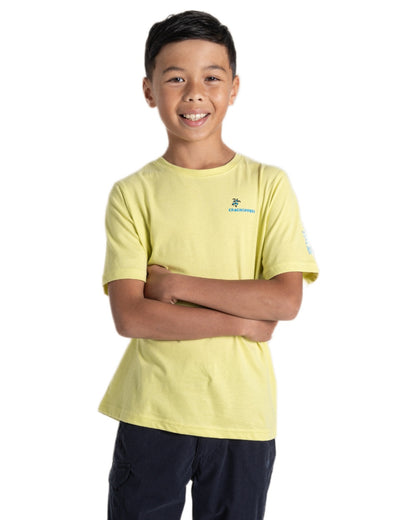 Key Lime coloured Craghoppers Childrens Ellis Short Sleeved T-Shirt on white background 
