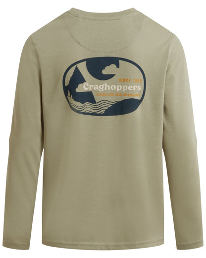 Bayleaf coloured Craghoppers Childrens Nosilife Cruz Long Sleeved T-Shirt on white background 