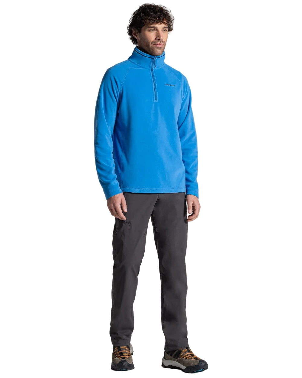 Azure Sky Coloured Craghoppers Corey VI Half Zip Fleece on white background 