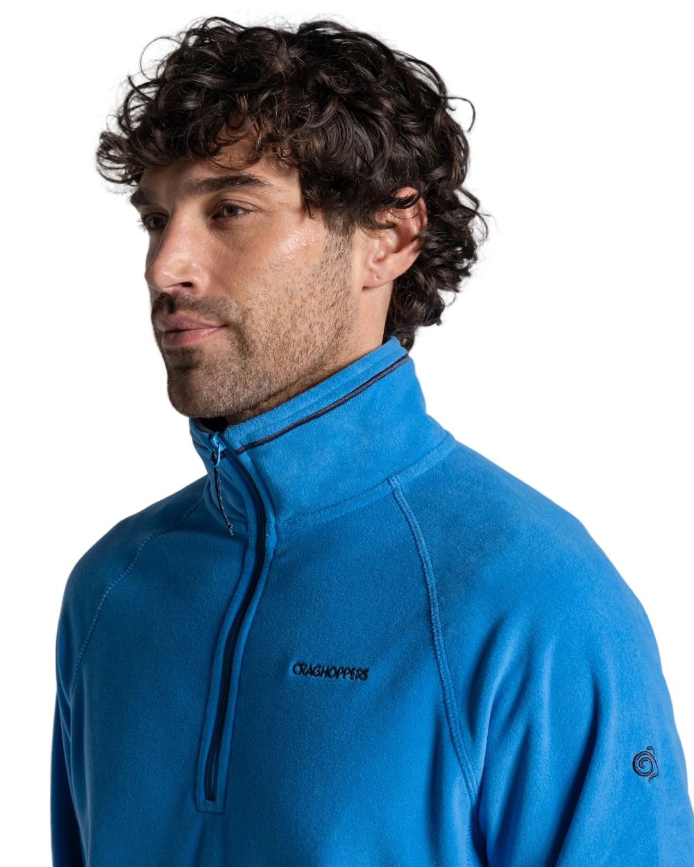 Azure Sky Coloured Craghoppers Corey VI Half Zip Fleece on white background 