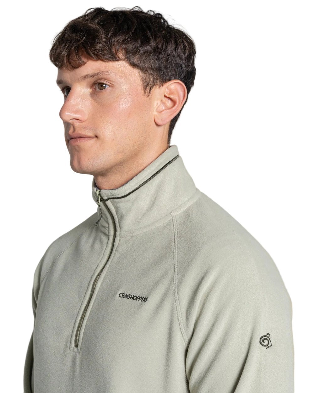 Bayleaf Coloured Craghoppers Corey VI Half Zip Fleece on white background 