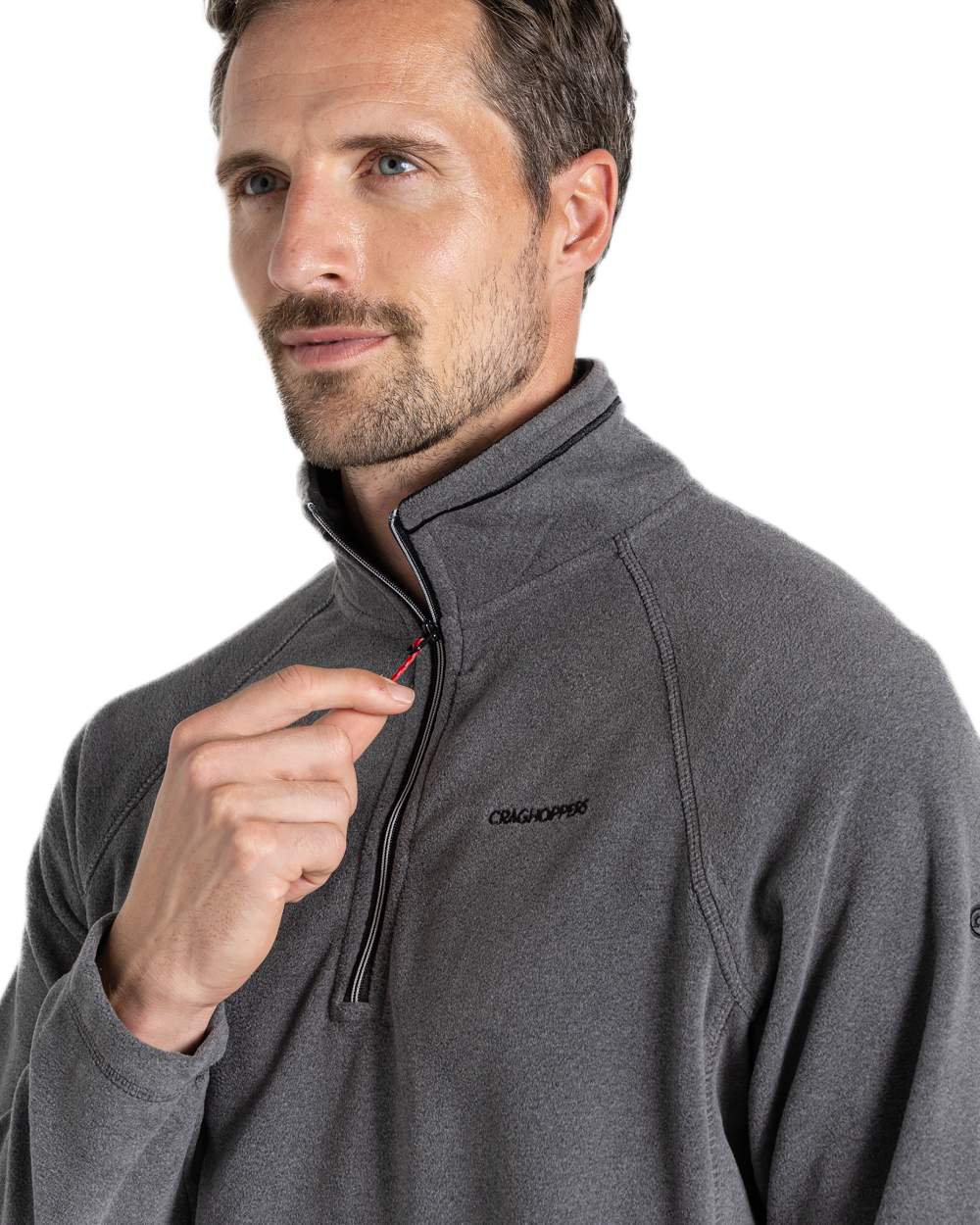 Black Pepper Marl Coloured Craghoppers Corey VI Half Zip Fleece on white background 