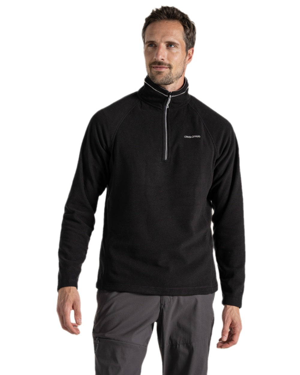 Black Coloured Craghoppers Corey VI Half Zip Fleece on white background 