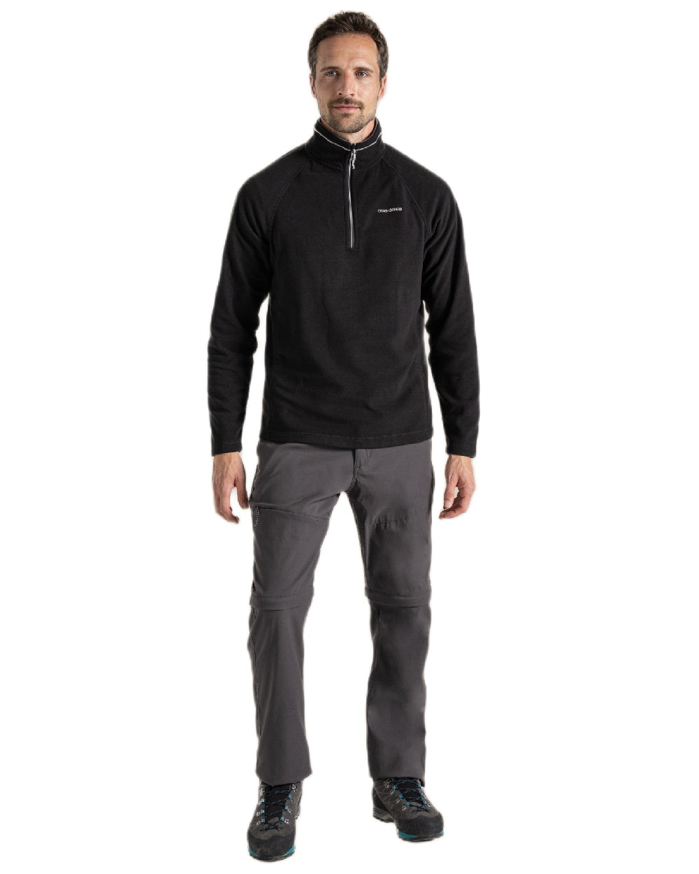 Black Coloured Craghoppers Corey VI Half Zip Fleece on white background 