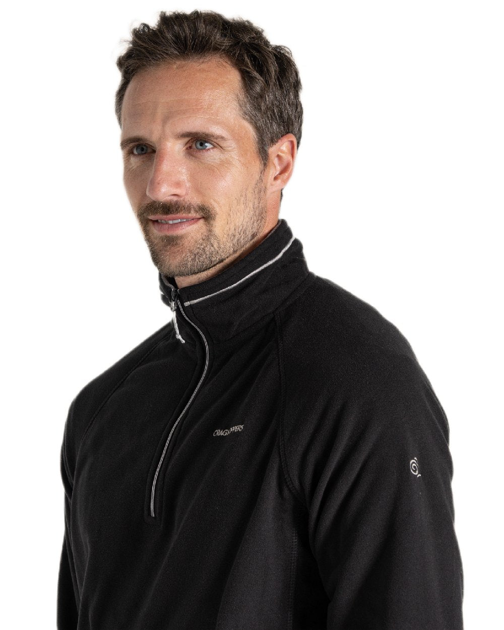 Black Coloured Craghoppers Corey VI Half Zip Fleece on white background 