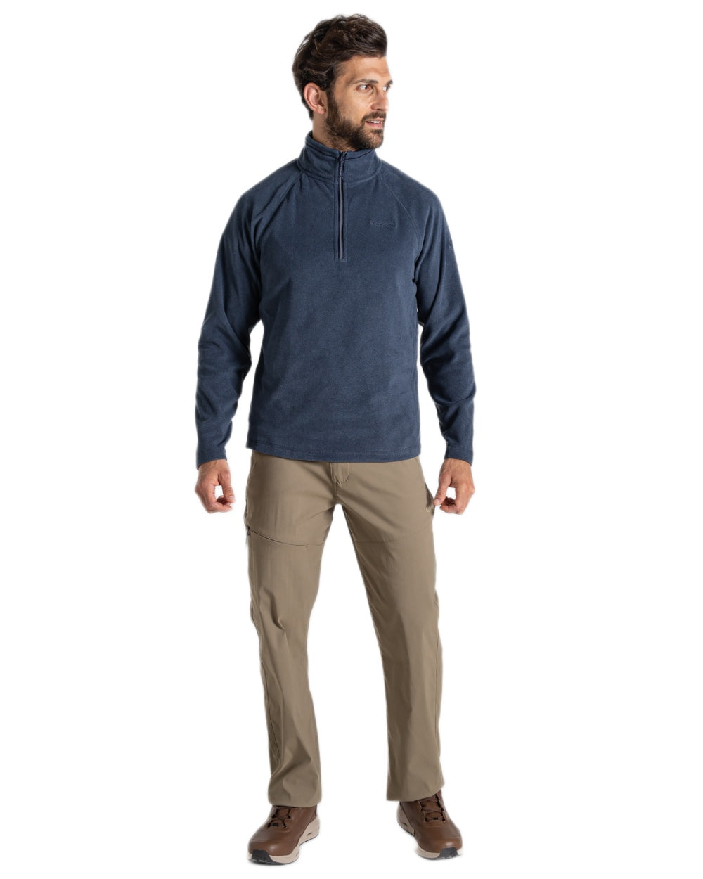 Blue Navy Marl Coloured Craghoppers Corey VI Half Zip Fleece on white background 