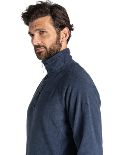 Blue Navy Marl Coloured Craghoppers Corey VI Half Zip Fleece on white background 
