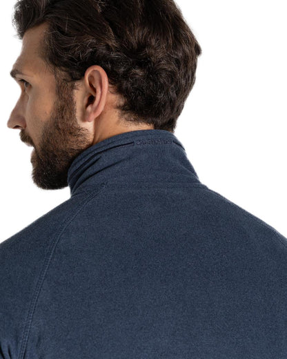 Blue Navy Marl Coloured Craghoppers Corey VI Half Zip Fleece on white background 