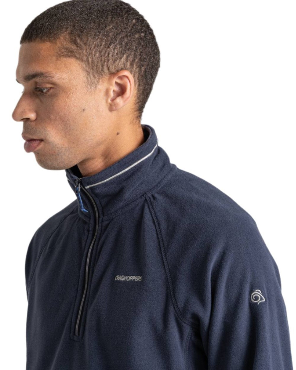 Dark Navy Blue Navy Marl coloured Craghoppers Corey VI Half Zip Fleece on white background 